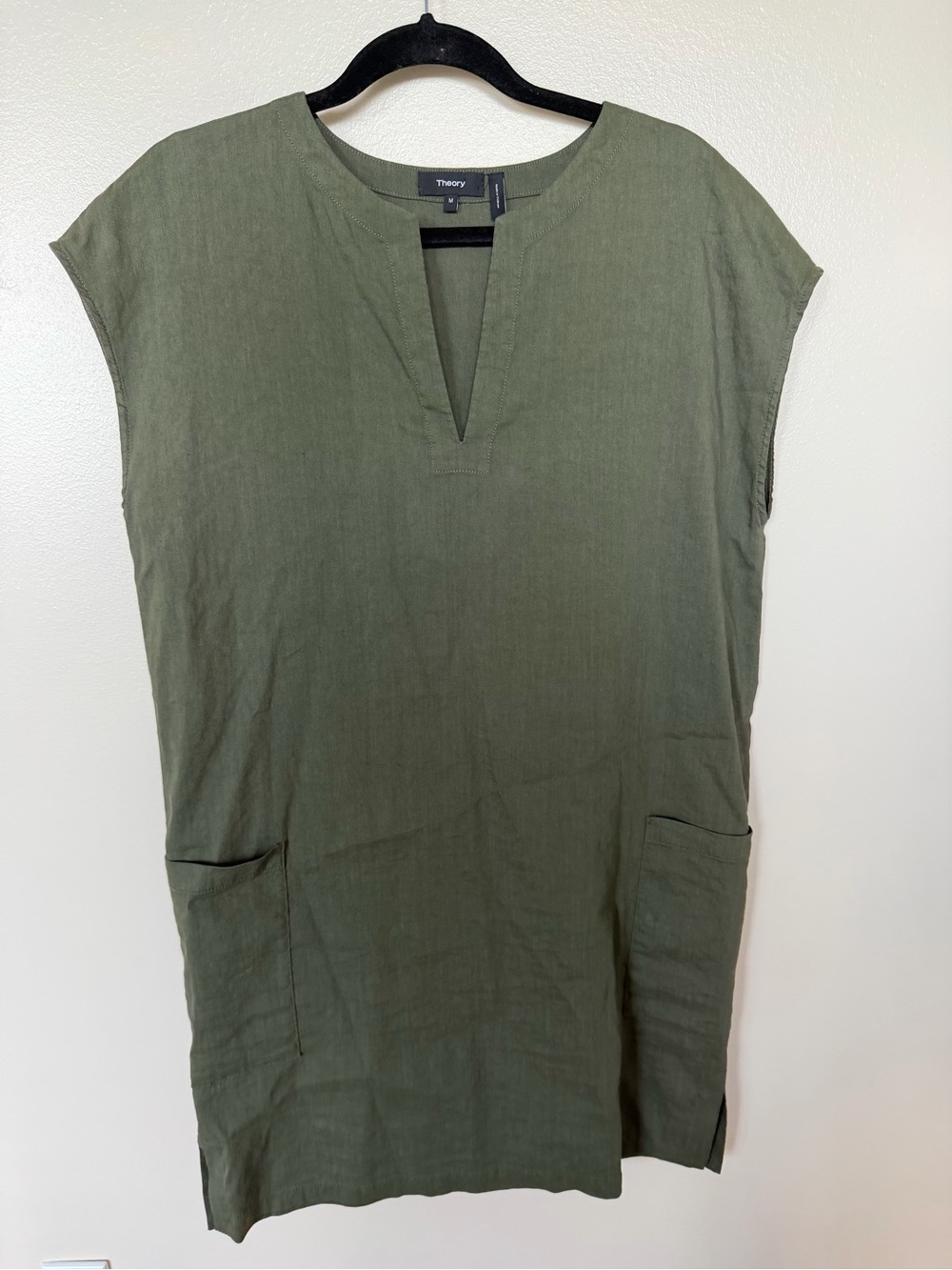 THEORY Saturnina in Eco Crunch Wash Linen-Blend Shift Dress